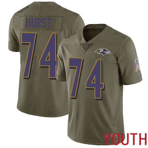 Baltimore Ravens Limited Olive Youth James Hurst Jersey NFL Football #74 2017 Salute to Service